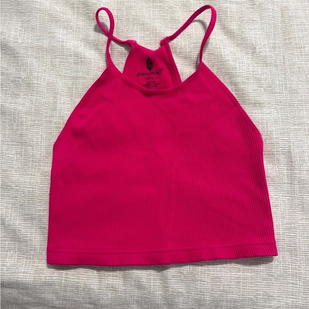 Free People happiness runs crop tank, hot pink SZ XS/S